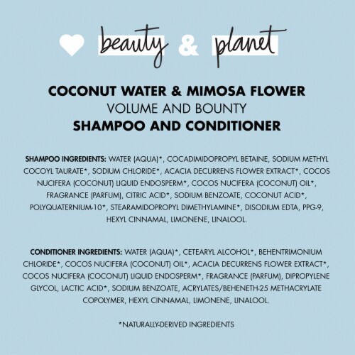 Love Beauty & Planet Sulfate-Free Coconut Water & Mimosa Flower Shampoo & Conditioner for Fine Hair Perspective: bottom