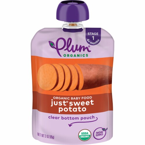 Plum Organics® Stage 1 Just® Sweet Potato Organic Baby Food Pouches Perspective: bottom