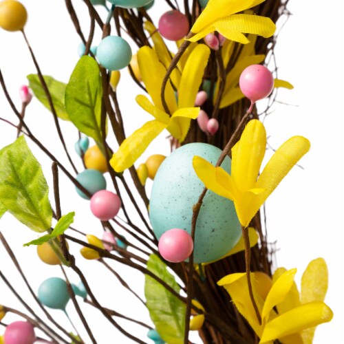 Glitzhome 22 D Easter Egg Wreath Hanging Decor Perspective: bottom