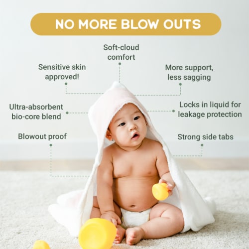 Happy Little Camper Ultra-Absorbent Hypoallergenic Natural Baby Diapers, Size 6, 102 Count Perspective: bottom
