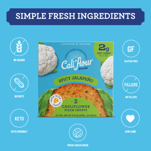 Cali'flour Foods  Tradtional Spicy Jalapeño Pizza Crust Perspective: bottom