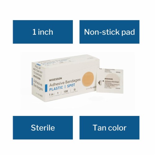 McKesson Tan Plastic Adhesive Spot Bandage Sterile 1 2400 per Case Perspective: bottom