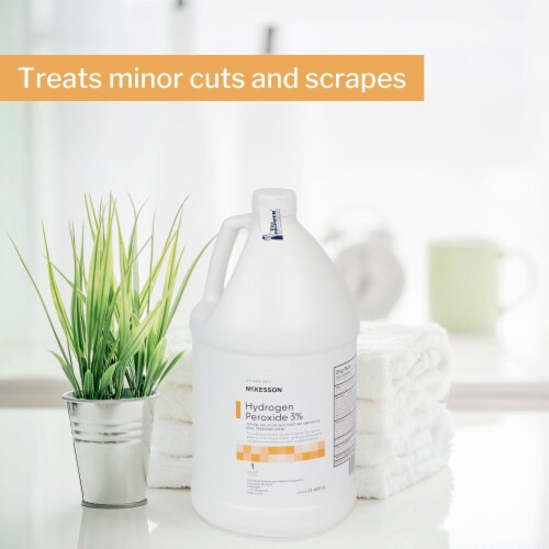 McKesson Antiseptic Hydrogen Peroxide 1 gal. Bottle Topical Liquid 3% Strength , 4 Ct Perspective: bottom
