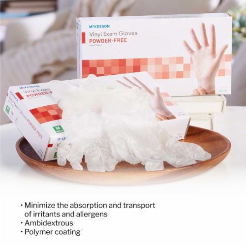 McKesson Confiderm Vinyl Exam Glove Standard Cuff Length MEDIUM 1000 per Case Perspective: bottom