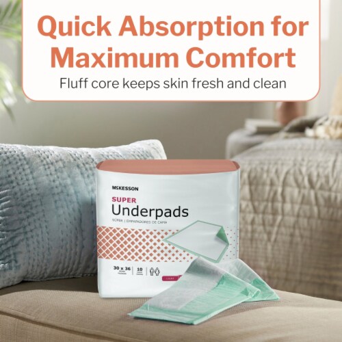 McKesson Super Underpads for Incontinence, Moderate Absorbency - 30 in x 36 in, 100 Ct Perspective: bottom