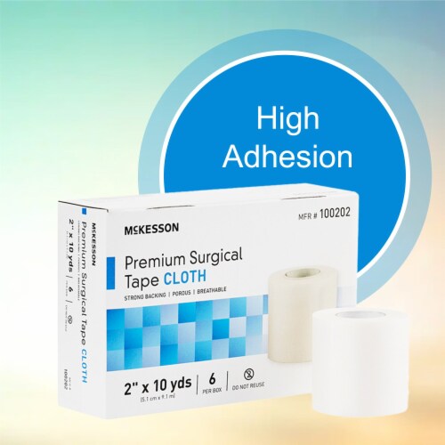 McKesson White Silk-Like Cloth Medical Tape 2 x 10 Yd 10 Boxes, 6 Rolls/Box 100202 Perspective: bottom