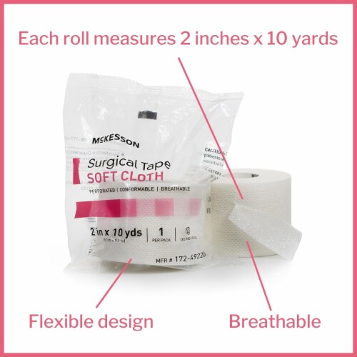 McKesson Medical Tape 2 x 10 Yd 172-49220, 12 Packs, 1 Rolls/Pack Perspective: bottom