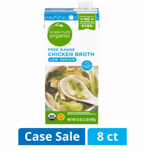 Simple Truth Organic™ Low-Sodium Free-Range Chicken Broth Case Sale Perspective: front