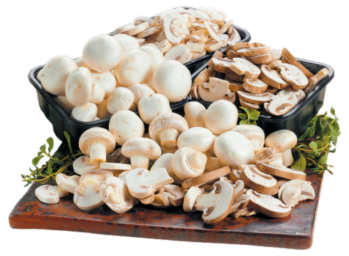 Organic White Mushrooms Perspective: front