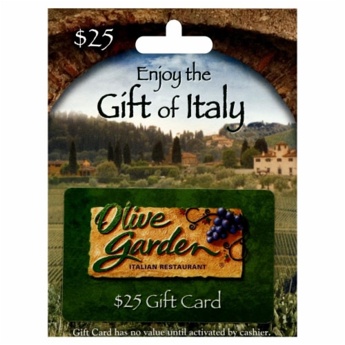 Olive Garden $25 Gift Card – Activate and add value after Pickup Perspective: front