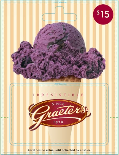 Graeter's $15 Gift Card – Activate and add value after Pickup Perspective: front