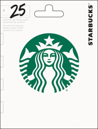 Starbucks $25 Gift Card – Activate and add value after Pickup Perspective: front