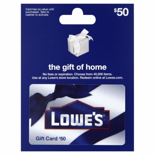 Lowe's $50 Gift Card – Activate and add value after Pickup Perspective: front