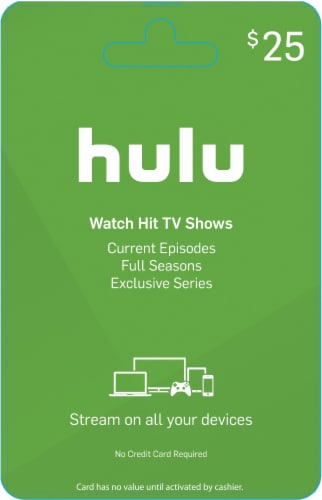 Hulu $25 Gift Card – Activate and add value after Pickup Perspective: front