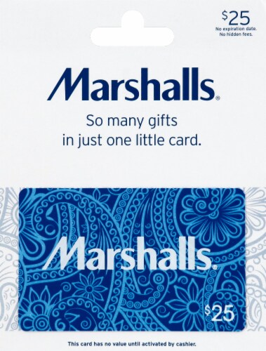 Marshall's $25 Gift Card – Activate and add value after Pickup Perspective: front