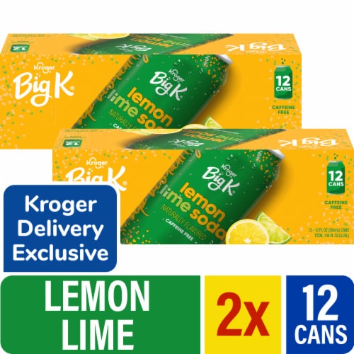 Big K® Lemon Lime Caffeine Free Soda Cans x 2 Perspective: front