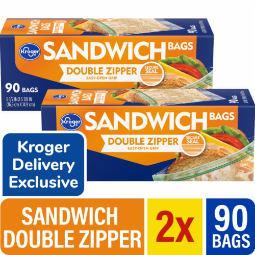 Kroger® Double Zipper Reclosable Sandwich Bags x 2 Perspective: front