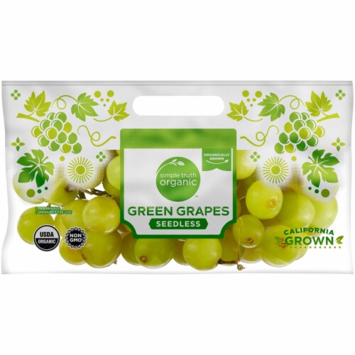 Organic White Seedless Grapes - Sold By The Bag - Estimated Bag Weight 2 Pounds Perspective: front