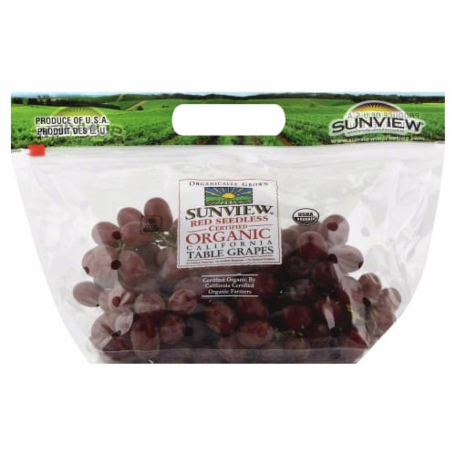 Organic Red Seedless Grapes - Sold By The Bag - Estimated Bag Weight 2 Pounds Perspective: front
