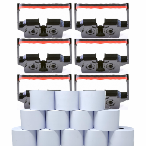 Monroe Supply Kit (6) P51S Ribbon Cartridges And (12) Rolls Of Premium 20 lb. Bond Paper Perspective: front