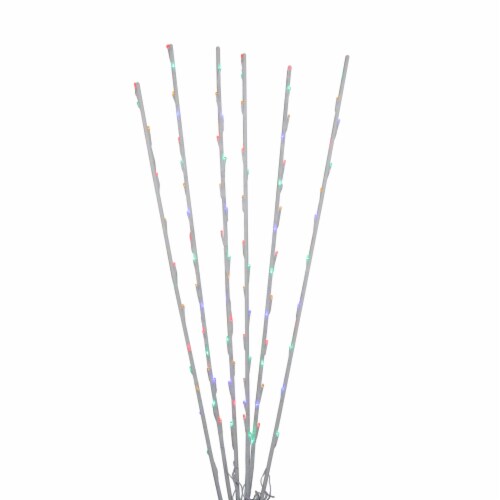 Northlight Lighted LED Branch Spray Christmas Pathway Markers - Multicolor Lights - 6' White Perspective: front