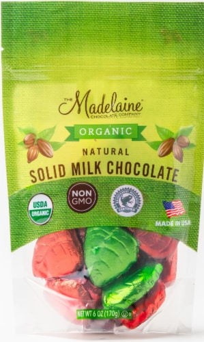 The Madelaine Chocolate Company Organic Milk Chocolate Leaves Perspective: front