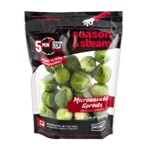 Ocean Mist Farms Season & Steam Microwaveable Brussels Sprouts Perspective: front