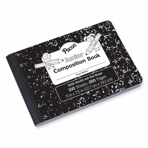 Pacon Junior 1 Subject  Composition Book  5  x 7.5  Black and White 12/Pack (PACMMK37090) Perspective: front