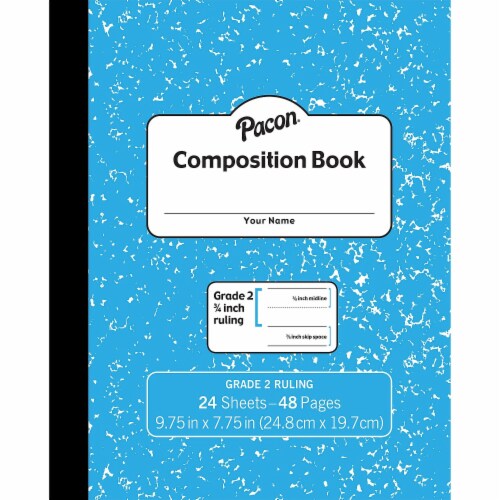 Pacon Composition Notebook 9.75  x 7.5  Manuscript Ruled 24 Sheets Blue Marble Each Perspective: front