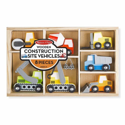Melissa & Doug Construction Site Vehicles Wood Assorted 7 pc. - Total Qty: 1; Each Pack Qty: Perspective: front
