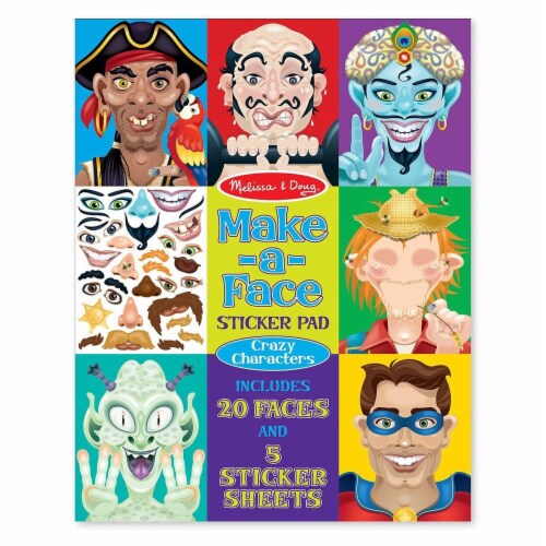 Melissa & Doug® Make-a-Face Sticker Pad - Crazy Characters Perspective: front