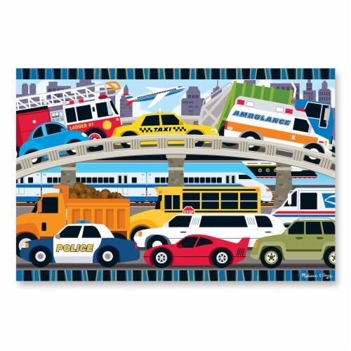 Melissa & Doug 4421 Traffic Jam Floor Puzzle 2 ft.x3 ft. Perspective: front