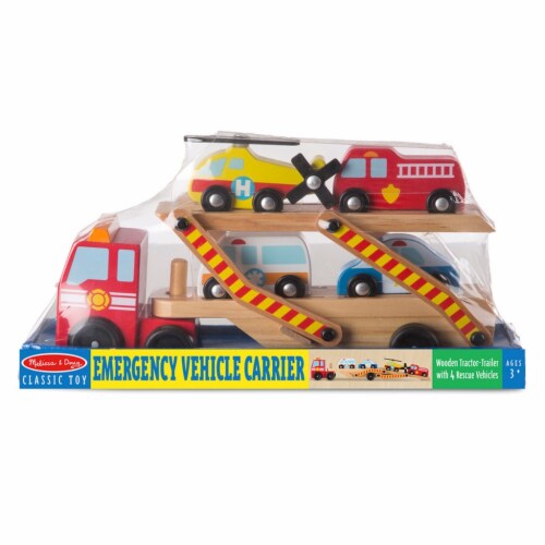 Melissa & Doug® Emergency Vehicle Carrier Toy Perspective: front