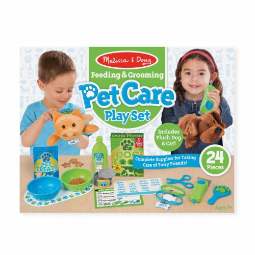 melissa & doug feeding and grooming pet care play set
