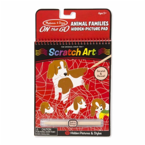 Melissa & Doug® Animal Families Hidden-Picture Scratch Art Pad Perspective: front