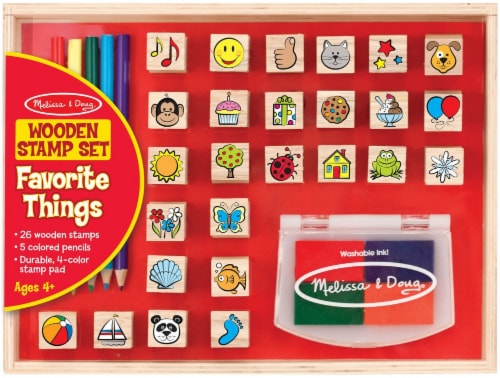 Melissa & Doug Stamp-a-Scene Stamp Set: Rain Forest - 20 Wooden Stamps, 5  Colored Pencils, and 2-Color Stamp Pad 