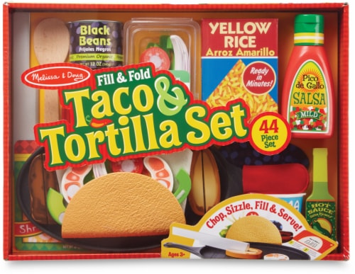 Melissa & Doug Fill & Fold Taco & Tortilla Set, 43 Pieces – Sliceable  Wooden Mexican Play Food, Skillet, and More 