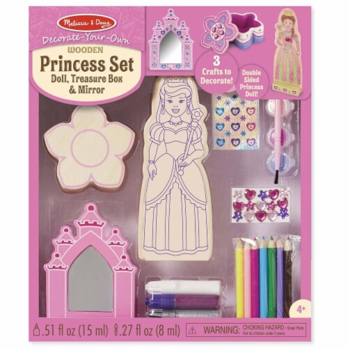 Melissa & Doug® Decorate-Your-Own Wooden Princess Set Craft Kit Perspective: front