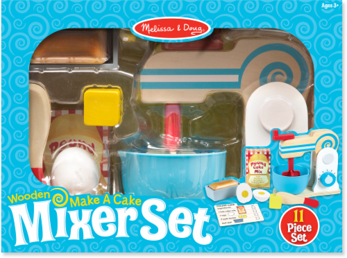 Melissa & Doug Wooden Make-a-cake Mixer Set (11pc) - Play Food And