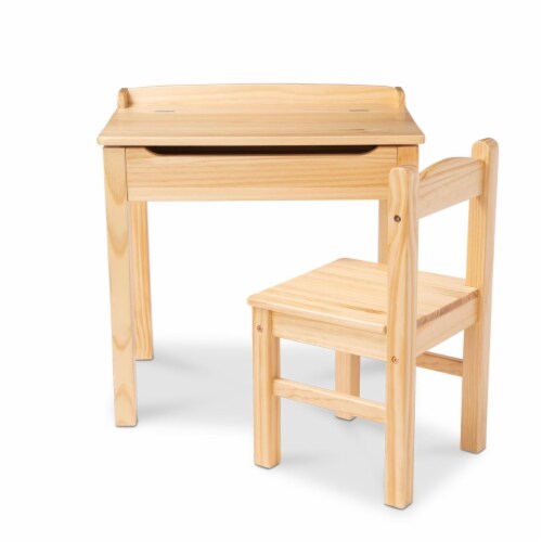 Melissa & Doug® Wooden Lift-Top Desk & Chair - Honey Perspective: front