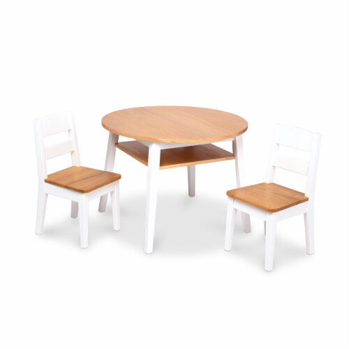 Melissa & Doug Wooden Round Table & Chairs Set Perspective: front