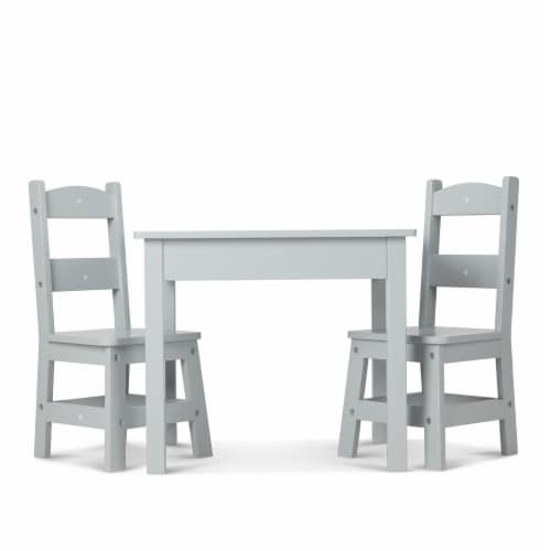 Melissa & Doug® Wooden Table & Chairs Set - Gray Perspective: front