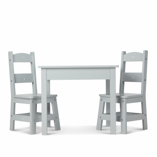 Melissa & Doug® Wooden Table & Chairs Set - Gray Perspective: front