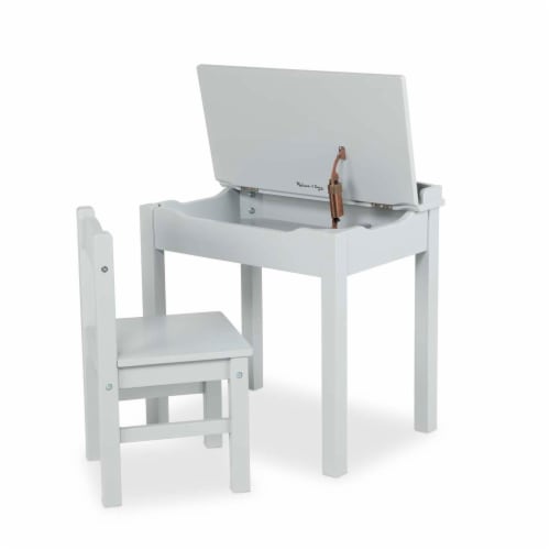 Melissa & Doug® Wooden Lift-Top Desk & Chair - Gray Perspective: front