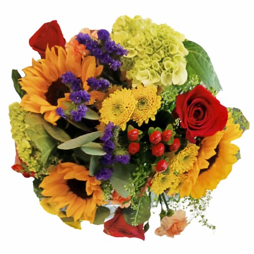 Summer Sunflower Bouquet - Yellow / Red / Purple Perspective: front