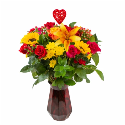 Burning Love Floral Arrangment with Vase Perspective: front