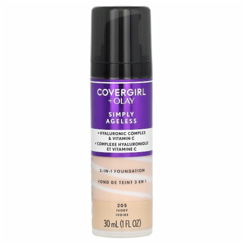 CoverGirl + Olay Simply Ageless 3-in-1 205 Ivory Liquid Foundation Perspective: front