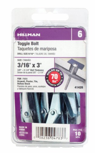 Hillman Large Round Steel Toggle Bolt - 5 pk Perspective: front
