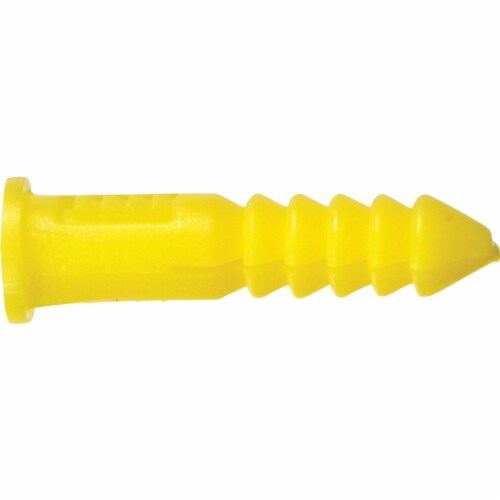 Hillman #4 - #6 - #8 Thread x 7/8 In. Yellow Ribbed Plastic Anchor (100 Ct.) Perspective: front
