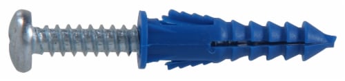 Hillman Ribbed Plastic Anchor with Screw - Blue Perspective: front